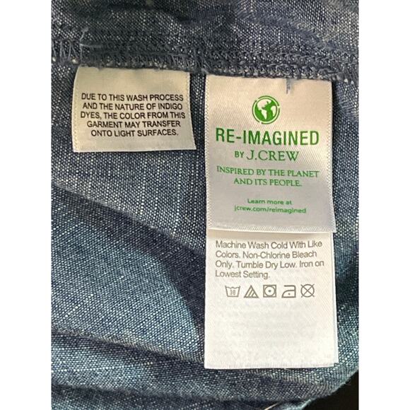 J.Crew Factory Chambray Peasant Blouse Blue Cotton Top XL Reimagined Line - Picture 9 of 9